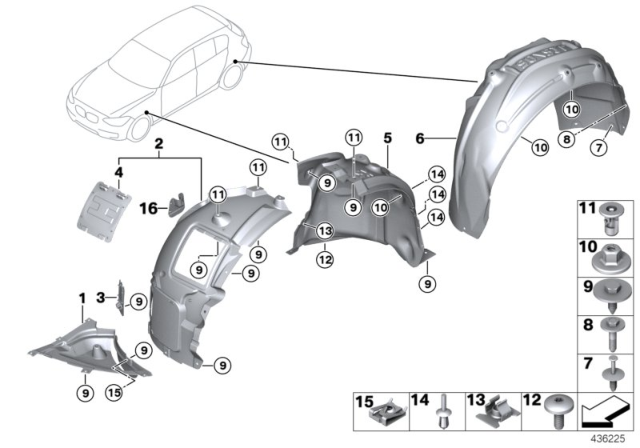 2019 BMW M240i xDrive Wheel Arch Trim Diagram