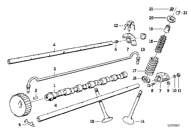 1991 BMW 325ix Rocker Arm Shaft Diagram for 11331264533