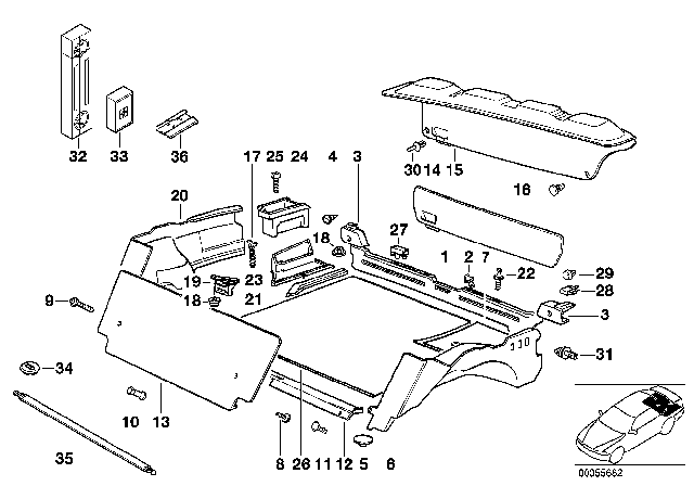 1996 BMW M3 Covering Right Diagram for 51478119236
