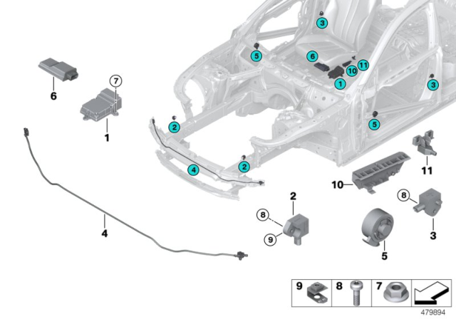 2017 BMW 540i Electric Parts, Airbag Diagram