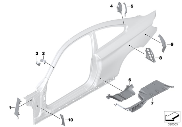 2019 BMW 430i Cavity Shielding, Side Frame Diagram