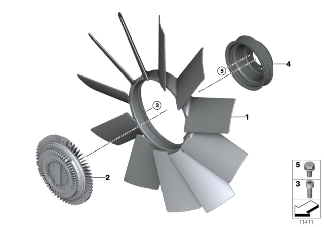 2002 BMW 330i Cooling System - Fan / Fan Coupling Diagram