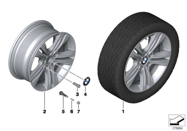 2014 BMW 320i BMW LA Wheel, Double Spoke Diagram 3