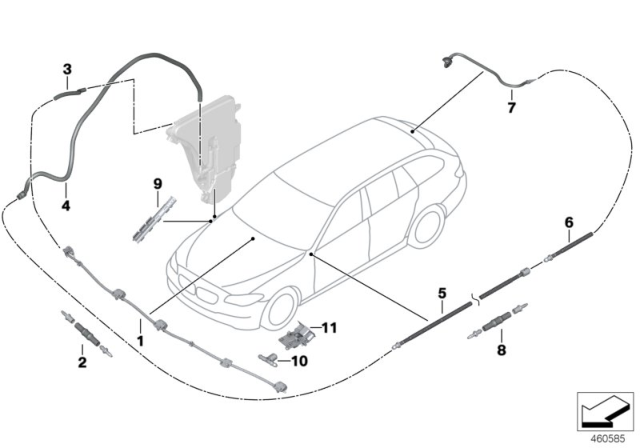 2013 BMW 528i Single Parts For Windshield Cleaning Diagram 1