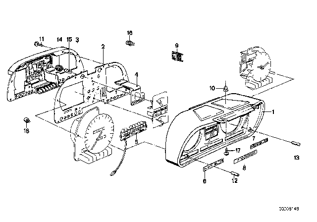 1987 BMW 535i Instruments Combination - Single Components Diagram