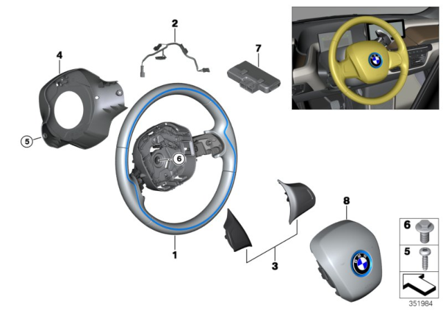 2020 BMW i3s Steering Wheel, Leather Diagram