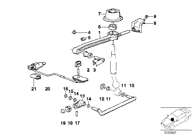 1987 BMW 325i Straight Selector Rod Diagram for 25111220838
