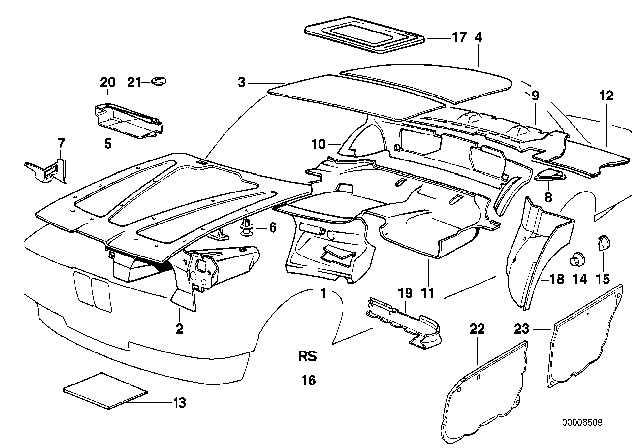 1994 BMW 540i Sound Insulation Diagram