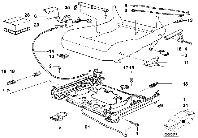 1993 BMW 535i Lever Right Diagram for 52101954414