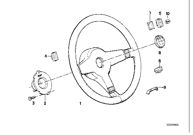 1989 BMW 325is Sports Steering Wheel Diagram for 32339058694