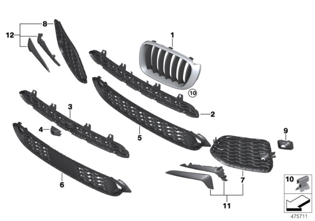 2015 BMW X3 M Trim Panel, Trim Elements Diagram