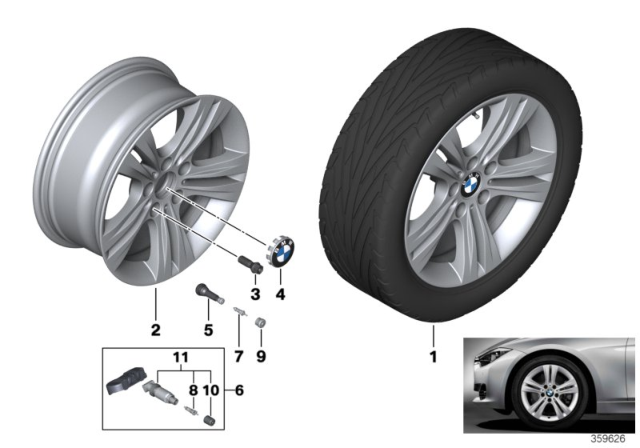 2017 BMW 340i BMW LA Wheel, Double Spoke Diagram 2