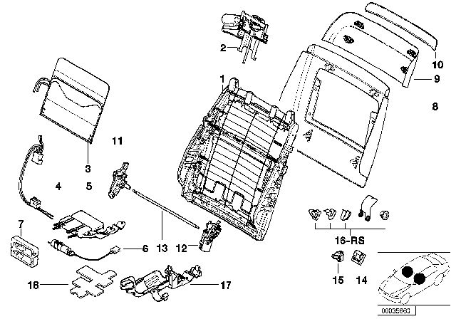 2000 BMW 750iL Head Rest Support Electric. Diagram for 52107010145