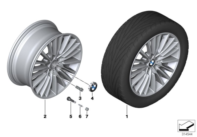 2011 BMW 550i Disc Wheel, Light Alloy, Bright-Turned Diagram for 36116857670