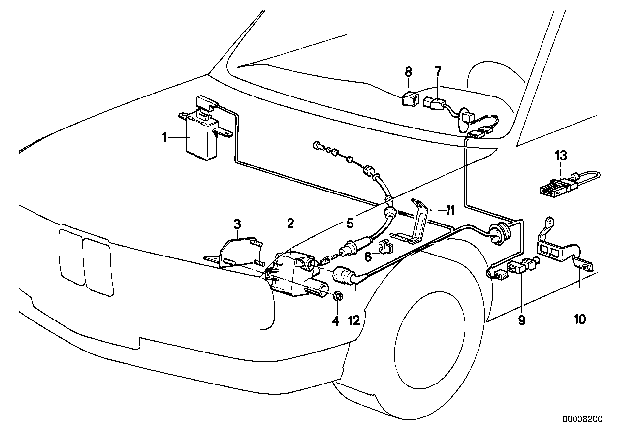1992 BMW 735i Wiring Set Cruise Control Diagram for 61121378312