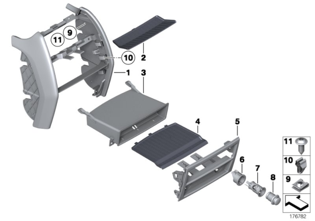 2012 BMW Alpina B7 Oddments Tray Centre Console, Rear Diagram for 51169113674