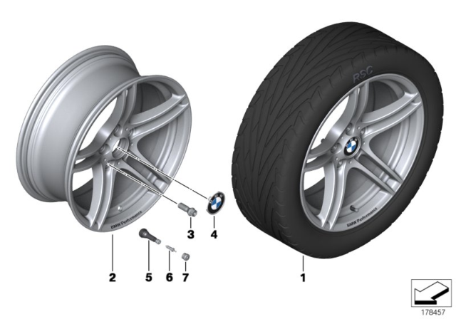 2013 BMW 128i Light Alloy Rim Diagram for 36116787645