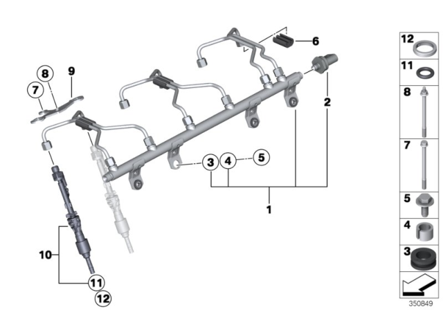 2015 BMW X6 High-Pressure Rail / Injector / Line Diagram 2