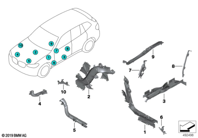 2019 BMW X4 Wiring Harness Covers / Cable Ducts Diagram 2
