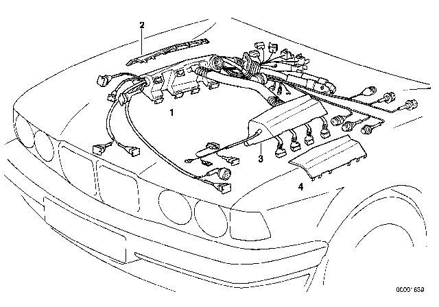1997 BMW 540i Covering Wire Harness Engine Diagram
