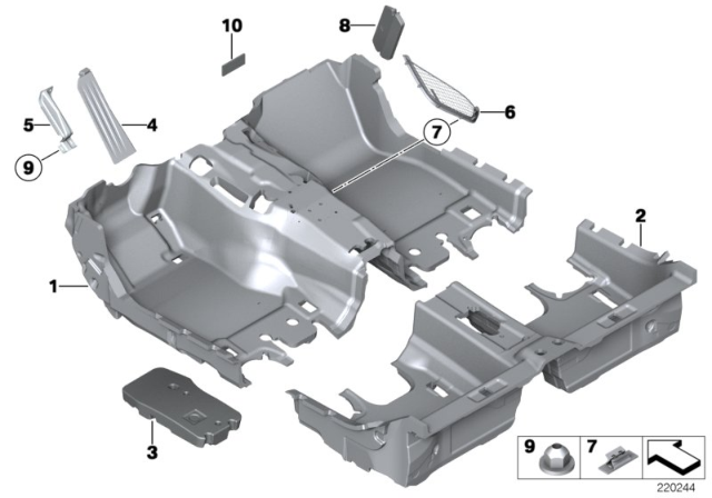 2015 BMW 650i Floor Covering, Rear Diagram for 51477238430