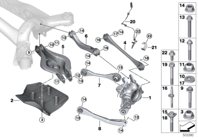 2020 BMW 330i xDrive WHEEL CARRIER, REAR RIGHT Diagram for 33306899304