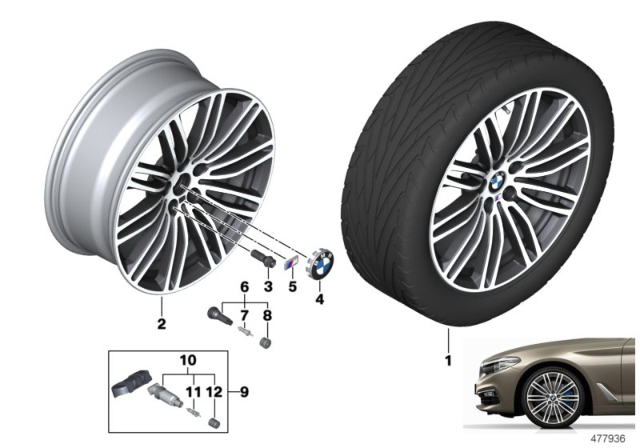 2020 BMW 540i BMW LA Wheel, Double Spoke Diagram 3