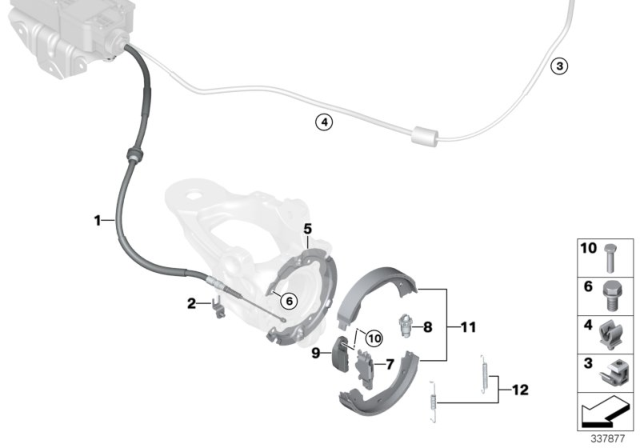 2009 BMW X6 Parking Brake / Brake Shoes Diagram