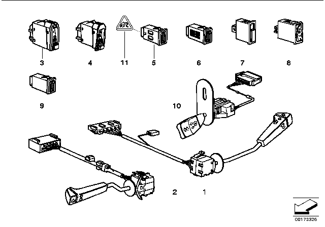 1994 BMW 530i Switch Adjuster Steering Column Diagram for 61318360870