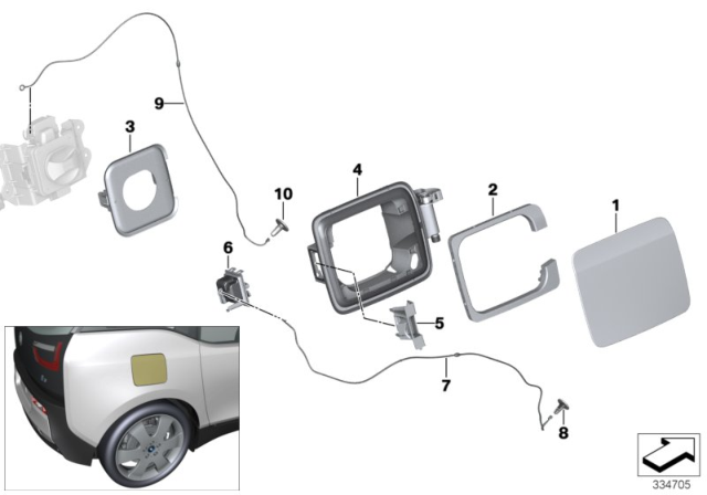 2017 BMW i3 Light Unit, Charging Socket Cover Diagram for 63217334639