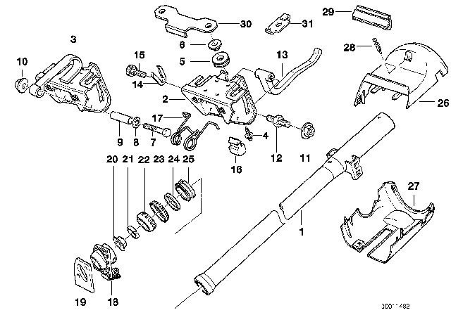 1997 BMW 328i Vertically Adjustable Steering Column Diagram