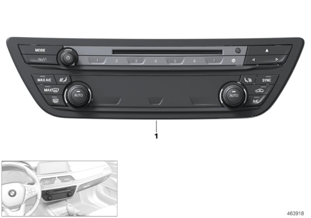 2020 BMW M760i xDrive Radio And A/C Control Panel Diagram