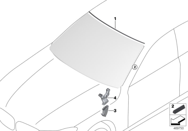 2020 BMW 740i xDrive Glazing, Mounting Parts Diagram