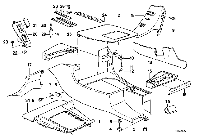 1994 BMW 525i Covering Ashtray Diagram for 51168138083