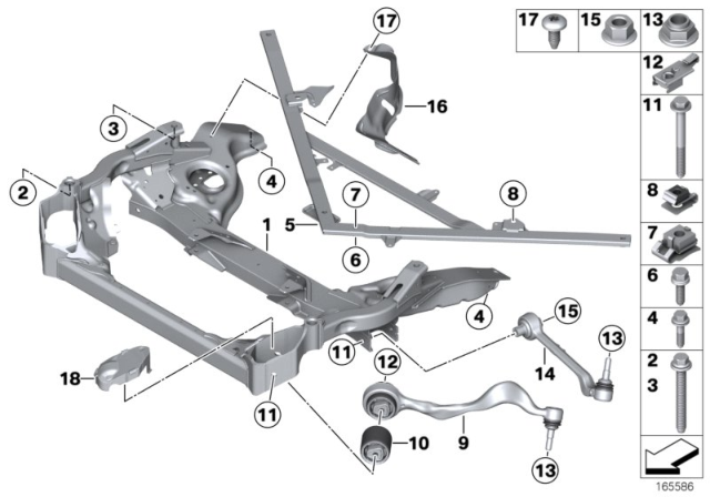 2008 BMW 335i Set Rubber Mounting For Pull Rod Diagram for 31120393540