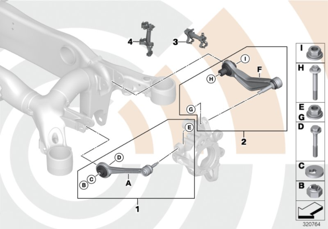 2008 BMW 535i Repair Kits, Control Arms / Wishbones Diagram