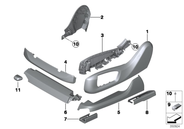 2015 BMW 550i GT Seat Trim, Outer Left Diagram for 52107318977