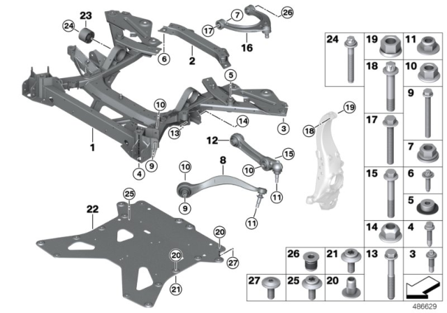 2015 BMW i8 Front Axle Support, Wishbone / Tension Strut Diagram