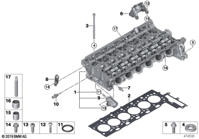 2018 BMW 540i Cylinder Head / Mounting Parts Diagram