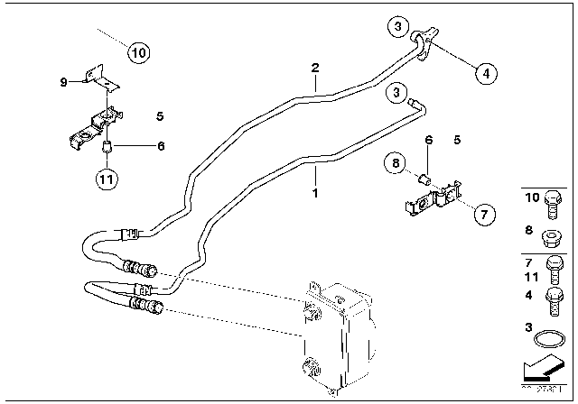 2004 BMW 530i Oil Cooling Pipe Outlet Diagram for 17227519268