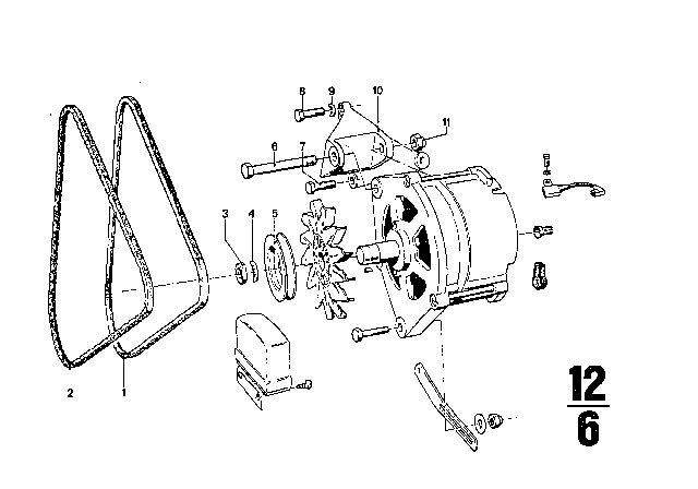 1969 BMW 2500 Fan Belt Diagram for 12311268689