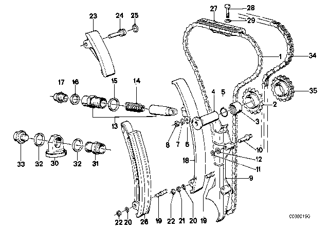 1988 BMW M6 Timing And Valve Train - Timing Chain Diagram