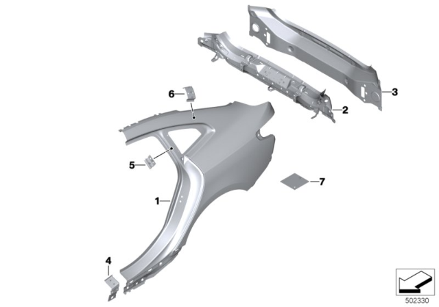 2020 BMW 228i xDrive Gran Coupe Side Panel / Tail Trim Diagram