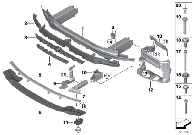 2020 BMW M8 Support, Front Diagram