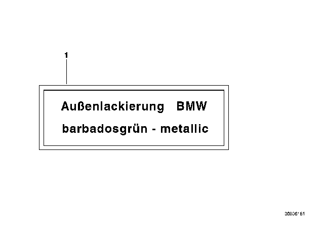 1996 BMW 840Ci Label Outer Paint Metallic Diagram