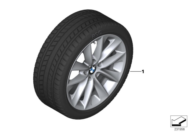 2018 BMW X4 Winter Wheel With Tire V-Spoke Diagram