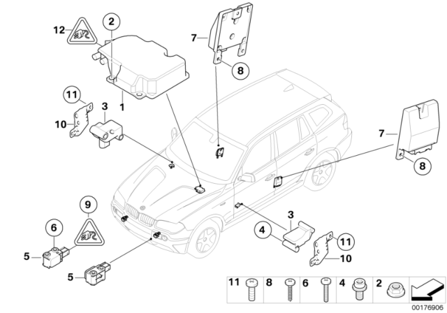 2007 BMW X3 Electric Parts, Airbag Diagram