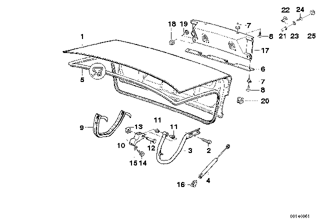 1990 BMW 535i Single Components For Trunk Lid Diagram