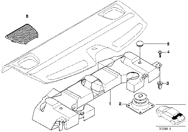 1998 BMW 528i Single Parts Subwoofer box Top-HIFI System Diagram
