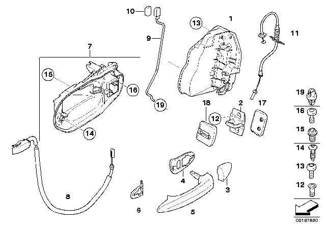 2007 BMW X3 Right System Latch Diagram for 51227318414